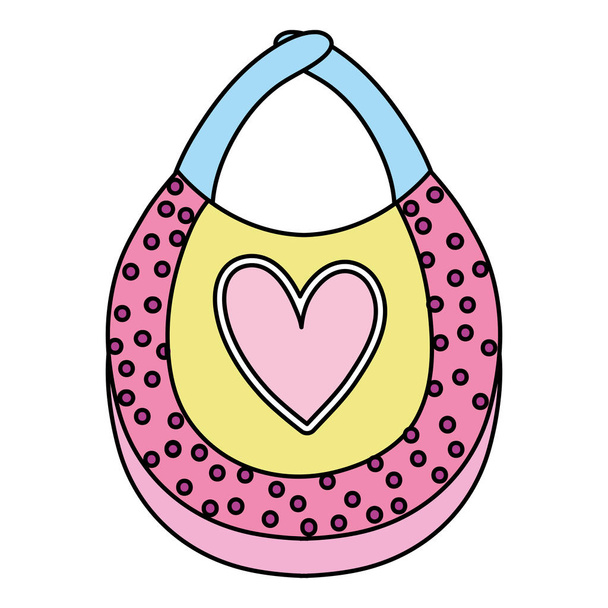 babero de bebé de color con ilustración de vectores de diseño de corazón
 - Vector, Imagen