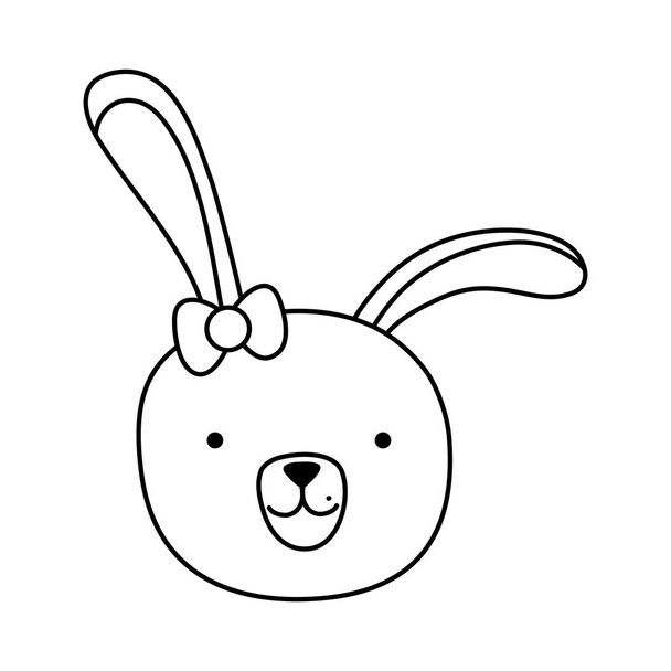 line cartoon rabbit female head with ribbon bow vector illustration - Vektor, Bild