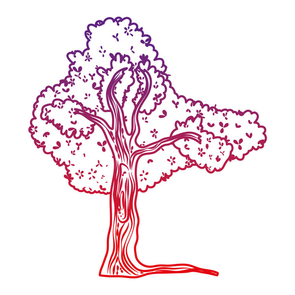 ligne dégradée style arbre tropical avec branches feuilles illustration vectorielle
 - Vecteur, image