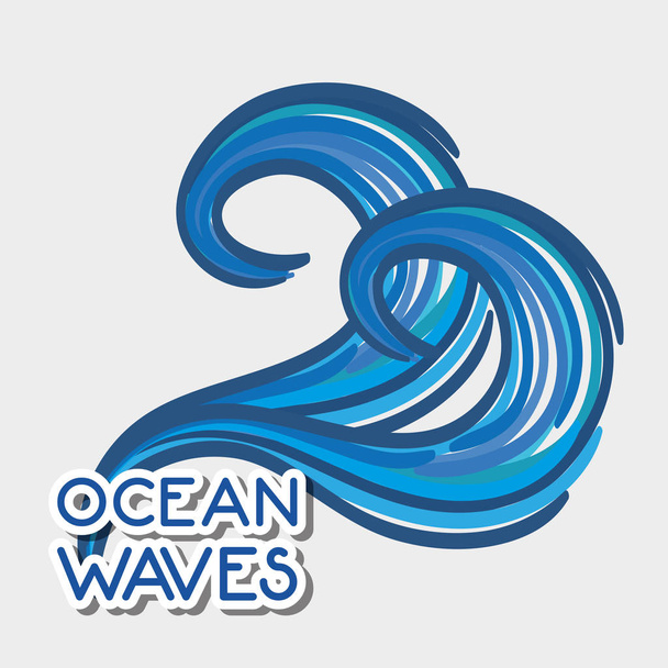 oean vlny s roztomilými tvary navrhnout vektorové ilustrace - Vektor, obrázek