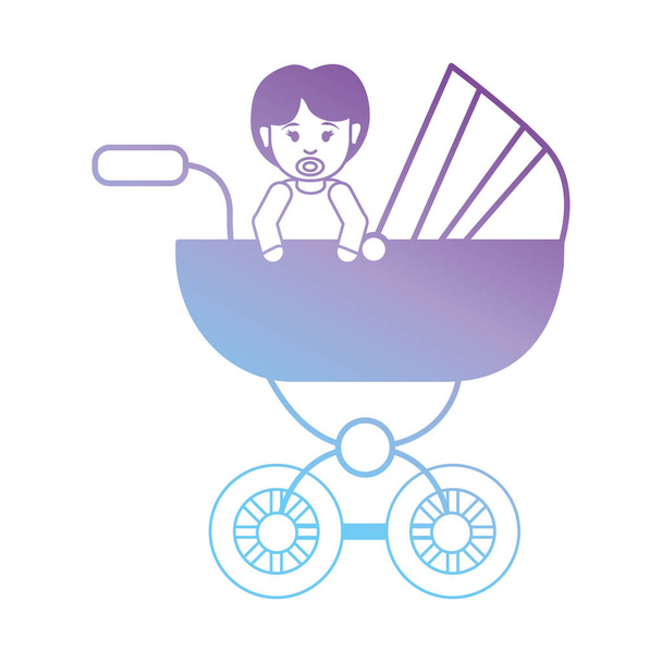 Linie Baby Mädchen im Kinderwagen Design Vektor Illustration - Vektor, Bild