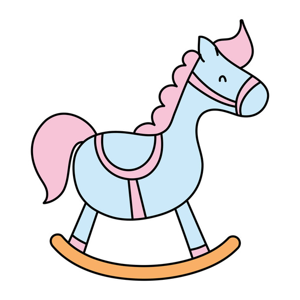 cor madeira balançando cavalo jogar brinquedo vetor ilustração
 - Vetor, Imagem