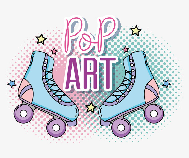 Pop art cartone animato carino pattini a rotelle vettore illustrazione grafica
 - Vettoriali, immagini
