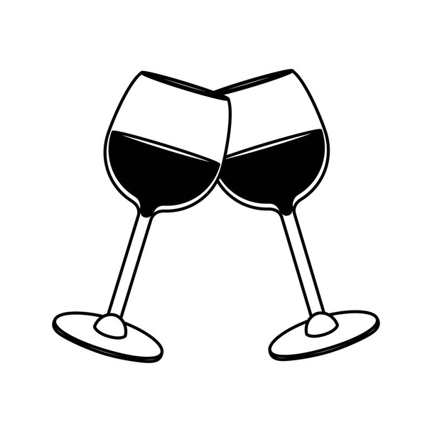 herbe de ligne avec boisson de vin d'alcool à l'illustration vectorielle célébration
 - Vecteur, image