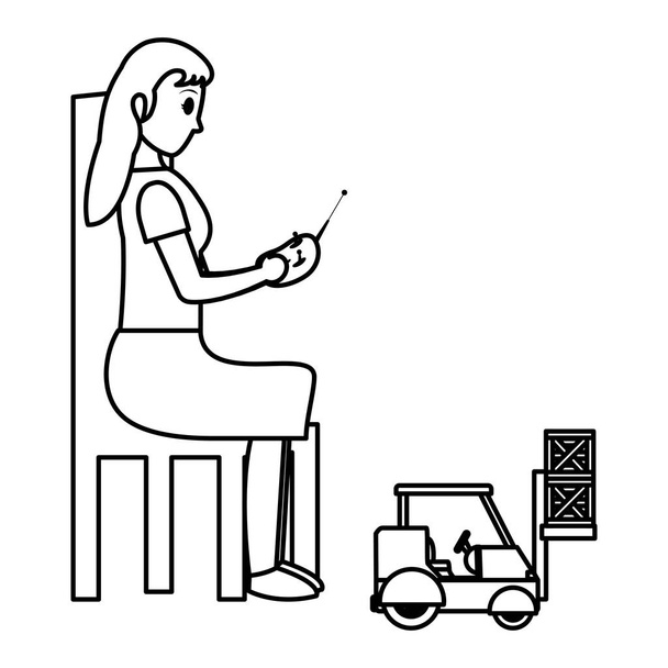 座っている女性と industrisla で遊んで forklit パッケージ ベクトル イラスト - ベクター画像