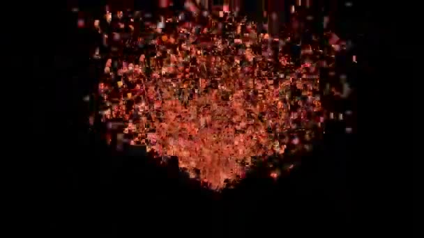 Animacja z czerwonym sercem i napis: szczęśliwy Valentine's Day - Materiał filmowy, wideo
