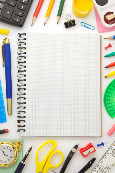 notebook and school supplies - Φωτογραφία, εικόνα
