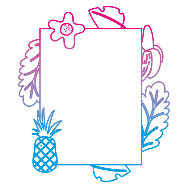 style dégradé emblème de ligne avec des plantes tropicales et des fruits illustration vectorielle
 - Vecteur, image