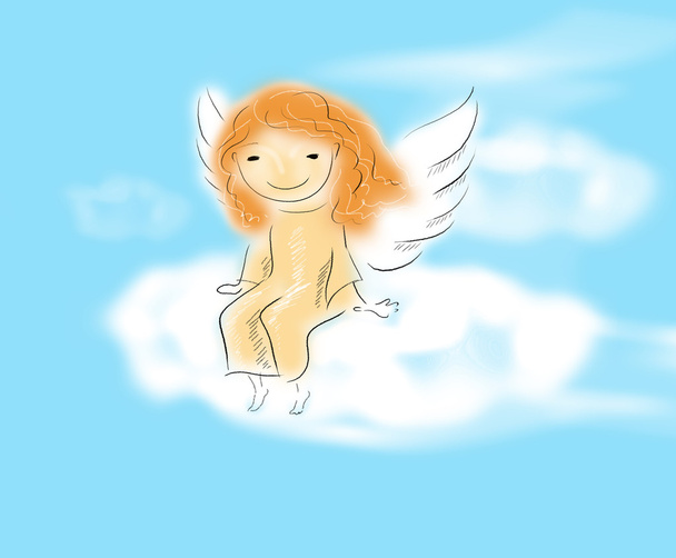 Angel sitting on a cloud - Photo, Image