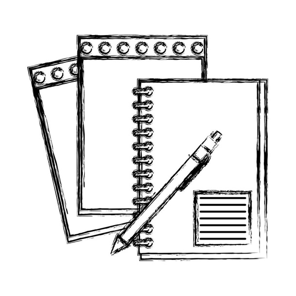 grunge σημειωματάριο και Σημείωση χαρτί με πένα εργαλεία εικονογράφηση διάνυσμα - Διάνυσμα, εικόνα