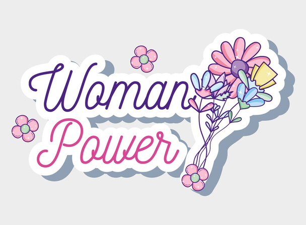 Mujer poder mensaje ingenio lindo flores vector ilustración diseño gráfico
 - Vector, imagen