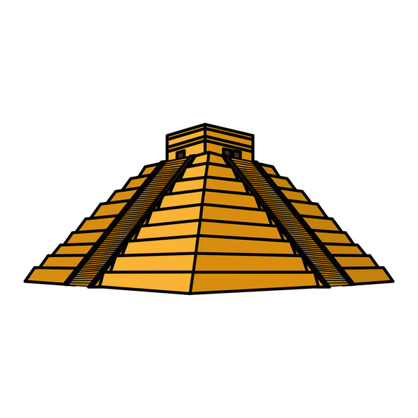 color chitchen itza pyramid aztec temple vector illustration - Vector, Image