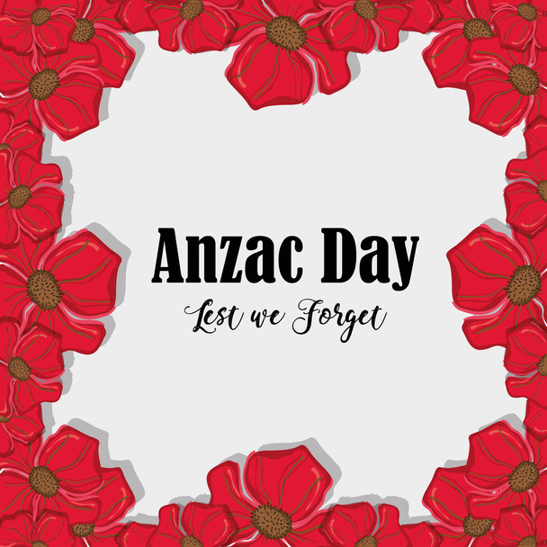 remenbrance anzac day with flowers design vector illustration - Вектор,изображение