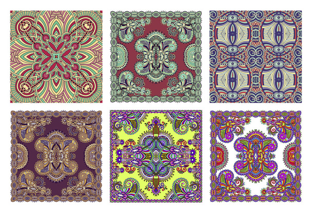 conjunto de design paisley floral tradicional kalamkari ornamental
 - Vetor, Imagem