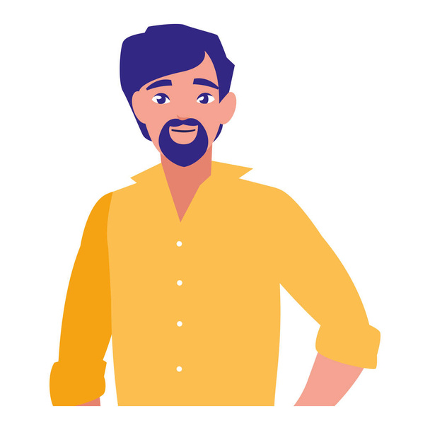 jonge man met baard avatar karakter - Vector, afbeelding