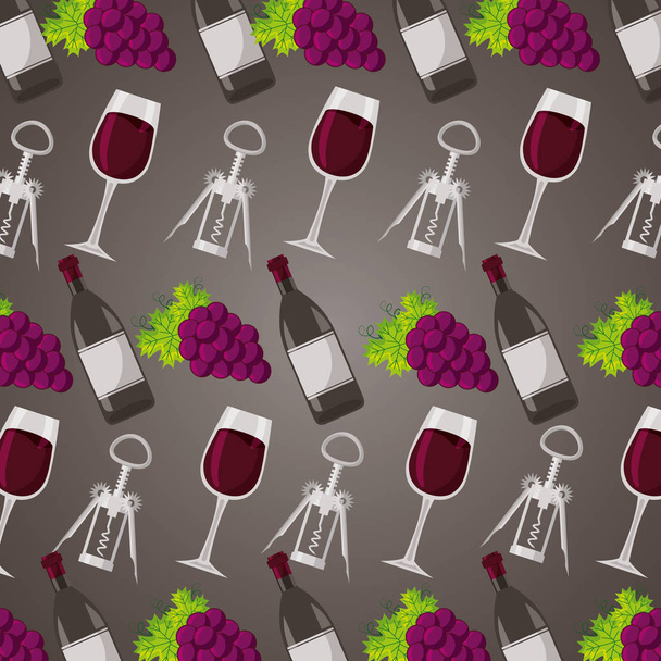 fundo vinho saca-rolhas uvas
 - Vetor, Imagem