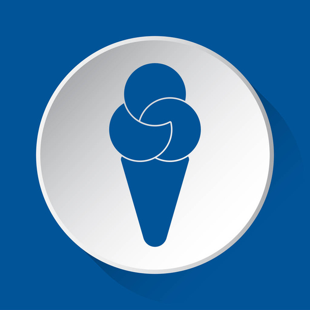 zmrzlina s tři kopečky - jednoduché modrou ikonu na bílém tlačítku se stínem před modrým pozadím čtvercové - Vektor, obrázek
