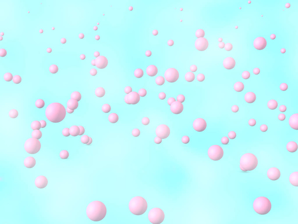 abstraction pink spheres on blue 3d background. - Foto, Imagem