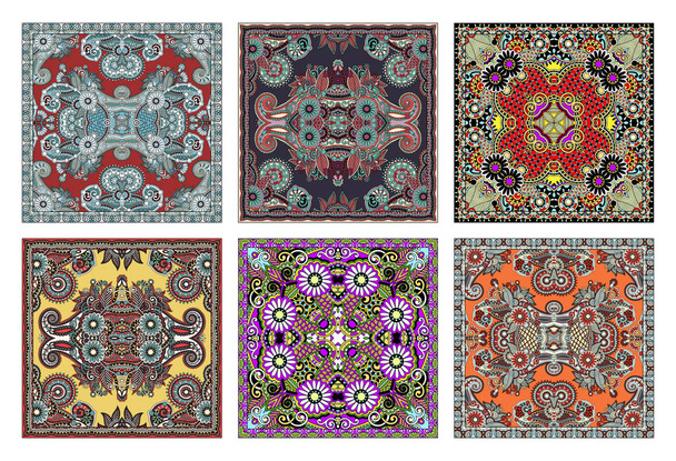 Reihe von traditionellen Kalamkari ornamentalen Blumen Paisley-Design - Vektor, Bild