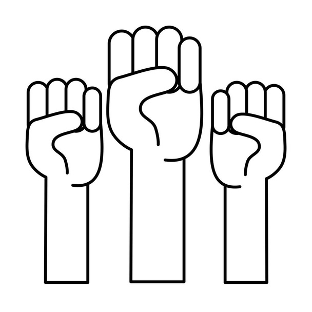 лінія опозиції люди руки протест Векторні ілюстрації
 - Вектор, зображення