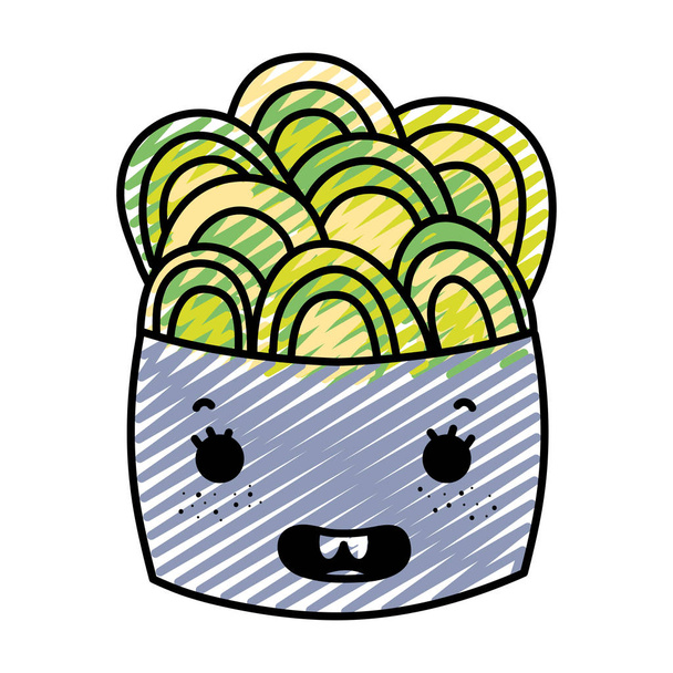 Doodle kawaii soba niedlich japanisch food vector illustration - Vektor, Bild