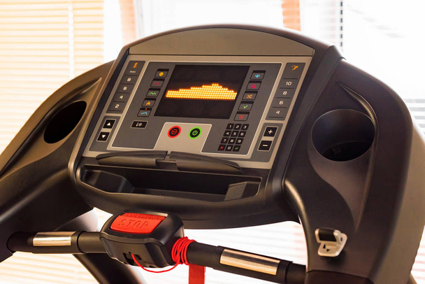 Control panel on modern treadmill in close up - 写真・画像