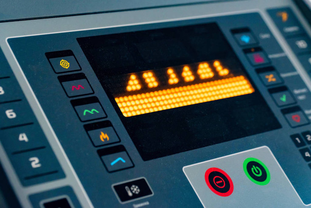 Control panel on modern treadmill in close up - Photo, Image
