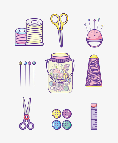 Set of craft supplies collection vector illustration graphic design - Vector, Image