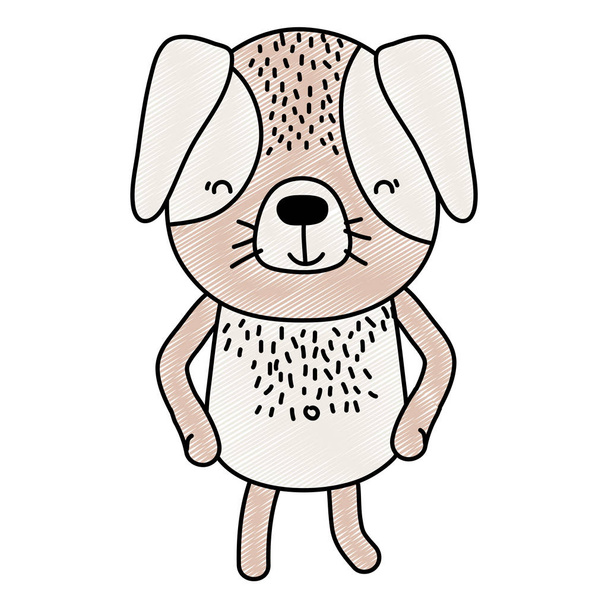 Doodle mutlu ve sevimli köpek hayvan karakter vektör çizim - Vektör, Görsel