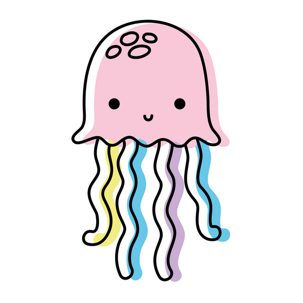 color movido medusas animales marinos y tentáculos exóticos vector ilustración
 - Vector, imagen