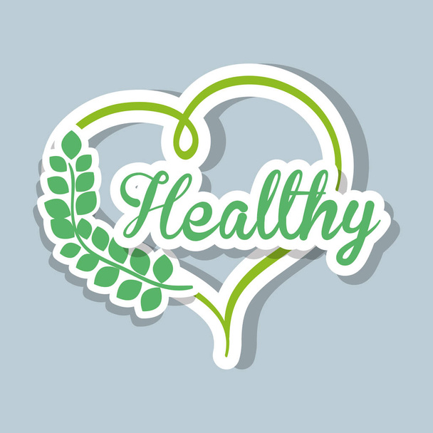 healthy organic food with branches leaves vector illustration - Vector, Image