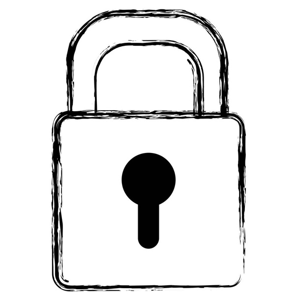 grunge close security padlock object protection vector illustration - Vector, Image