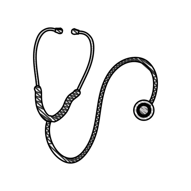 Doodle instrument medyczny stetoskop do ilustracji wektorowych rytm serca - Wektor, obraz