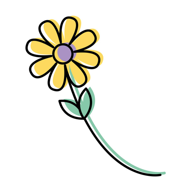 cor movida flor da natureza com belas pétalas e folhas ilustração vetorial
 - Vetor, Imagem