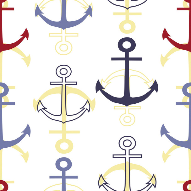 Vector colorful anchors repeat seamless pattern. - Vector, Image