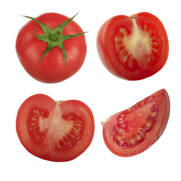 Tomato pieces isolated on white background - Foto, Bild