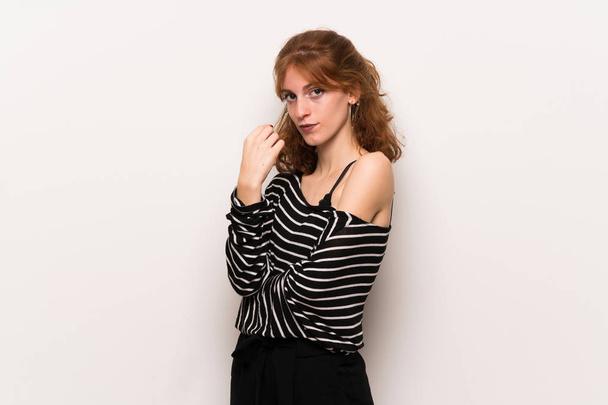 Young redhead woman over white wall With happy expression - Foto, Imagem
