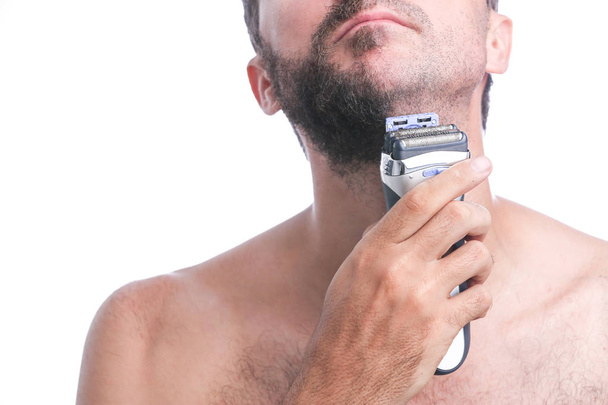 Barba de barbear homem com aparador - tiro estúdio
 - Foto, Imagem