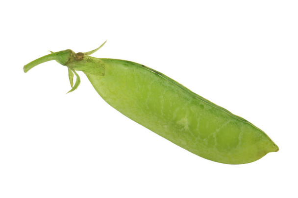 Closeup of peas in pod isolated on white  - 写真・画像
