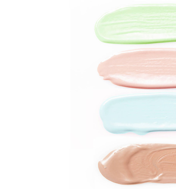 Smeared color samples on white - concealer / corrector swatch - Photo, Image