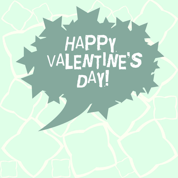 Writing note showing Happy Valentine S Is Day. Business photo showcasing when lovers express their affection with greetings Blank Oval Color Speech Bubble with Stars as Outline photo Text Space. - Фото, зображення