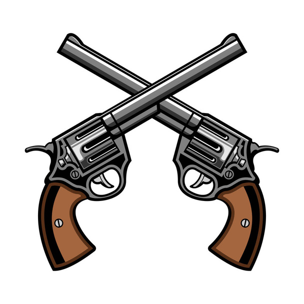 Two gun revolver cross logo vector illustration - Vector, Image