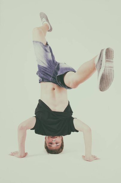  Teenager bboy training on white background - Valokuva, kuva