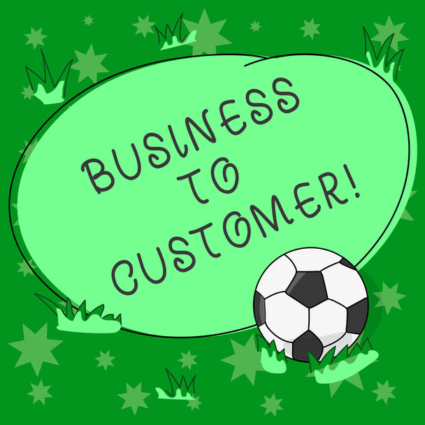 Kirjoittaminen muistio osoittaa Business to Customer. Business valokuva esittelee Suorat liiketoimet yrityksen ja kuluttajien välillä Jalkapallo ruoho ja tyhjä ääriviivat pyöreä väri muoto kuva
. - Valokuva, kuva