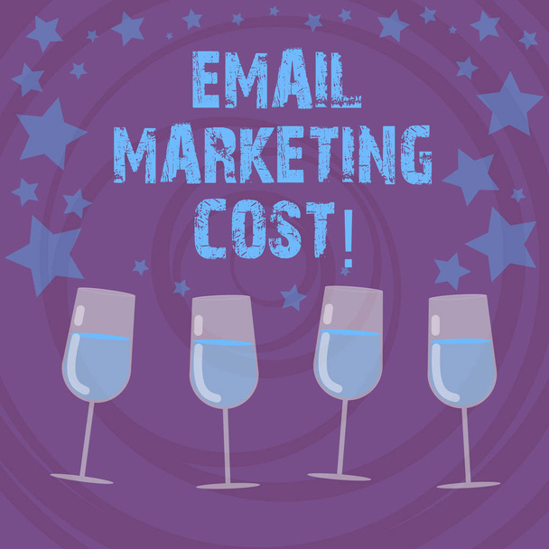 Conceptual hand writing showing Email Marketing Cost. Business photo text Is the price for sending a thousand email messages Filled Cocktail Wine with Scattered Stars Confetti Stemware. - Photo, Image