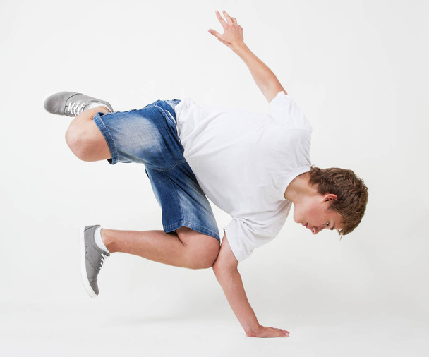  Teenager bboy training on white background - Valokuva, kuva
