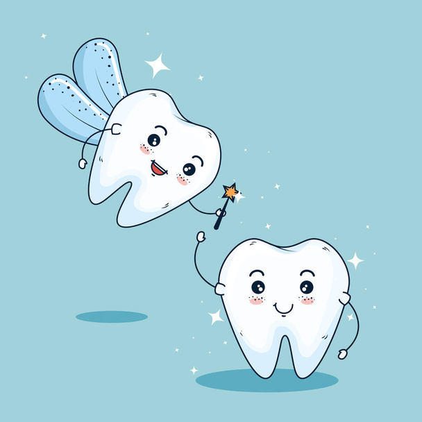 Tandenfee om tandheelkundige geneeskunde hygiëne - Vector, afbeelding