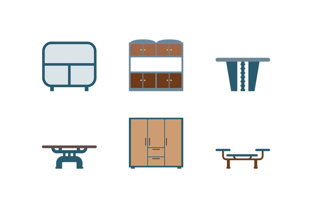 Τραπέζι εικονίδιο ντουλάπα έπιπλα και διακόσμηση - Διάνυσμα, εικόνα