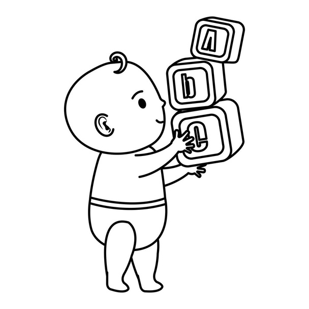 piccolo bambino con alfabeto blocchi giocattoli icone
 - Vettoriali, immagini