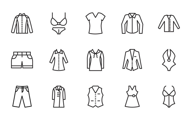 Clothing Isolated Vector Icons Set that can be easily modified or edit - Vector, imagen